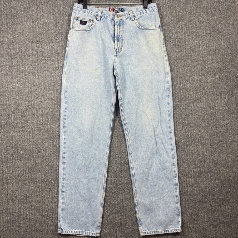Vintage 90s Chaps Ralph Lauren Mens 32x32 Straight Light Stone Wash Denim Jeans